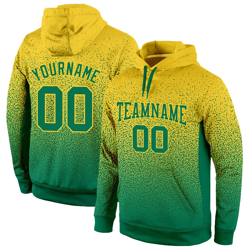 Custom Stitched Gold Kelly Green Fade Fashion Sports Pullover Sweatshirt Hoodie