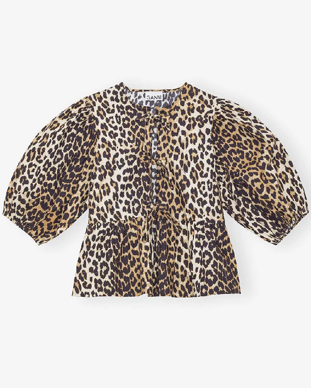 Printed Poplin Blouse Leopard