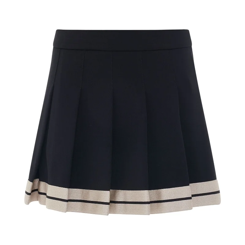 Track Pleated Skirt in Black/Butter