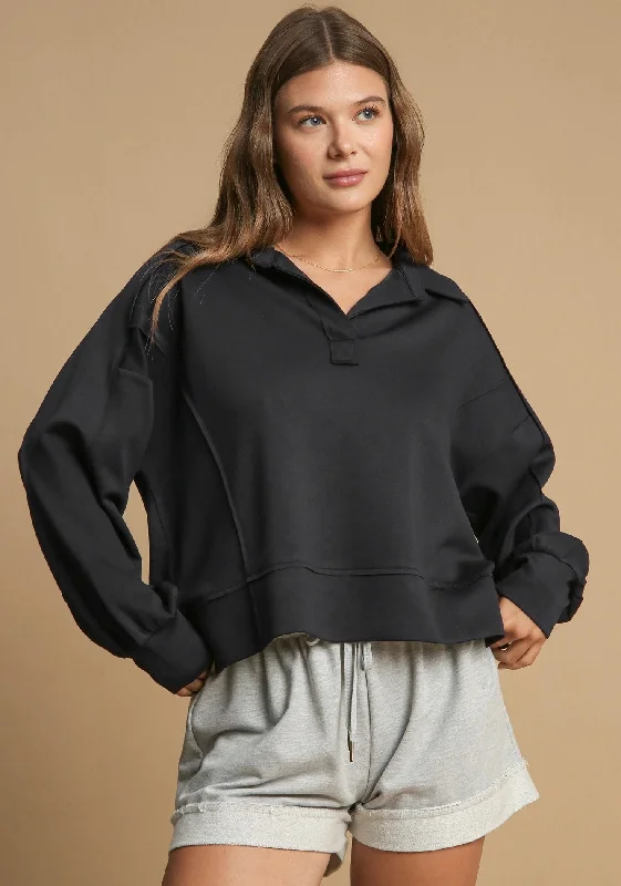 Effortless Sass Black Scuba Pullover