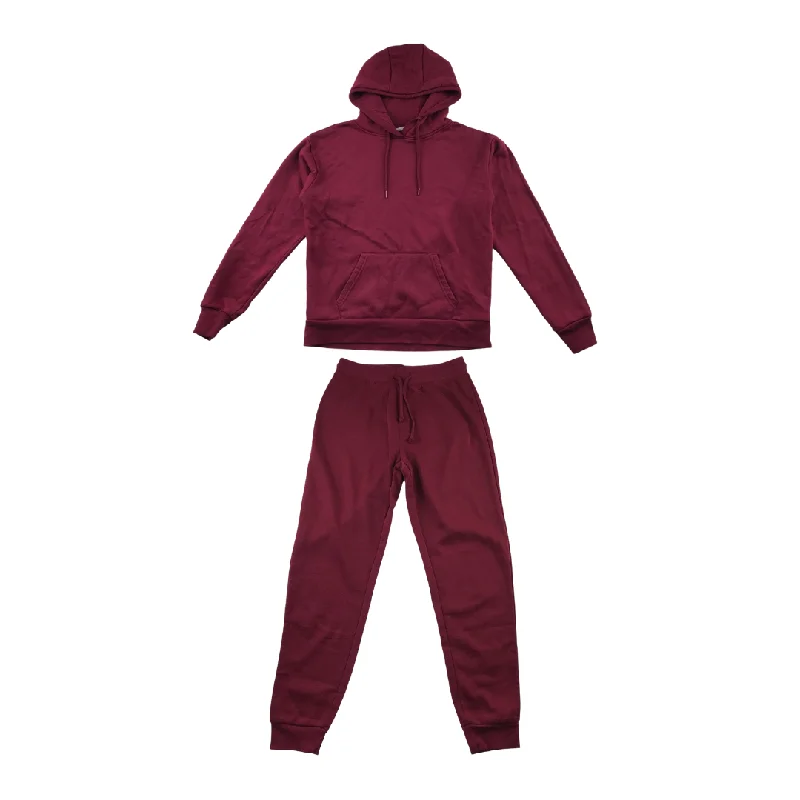 Primark hoodie and joggers set women size XS burgundy pullover top and jersey bottoms