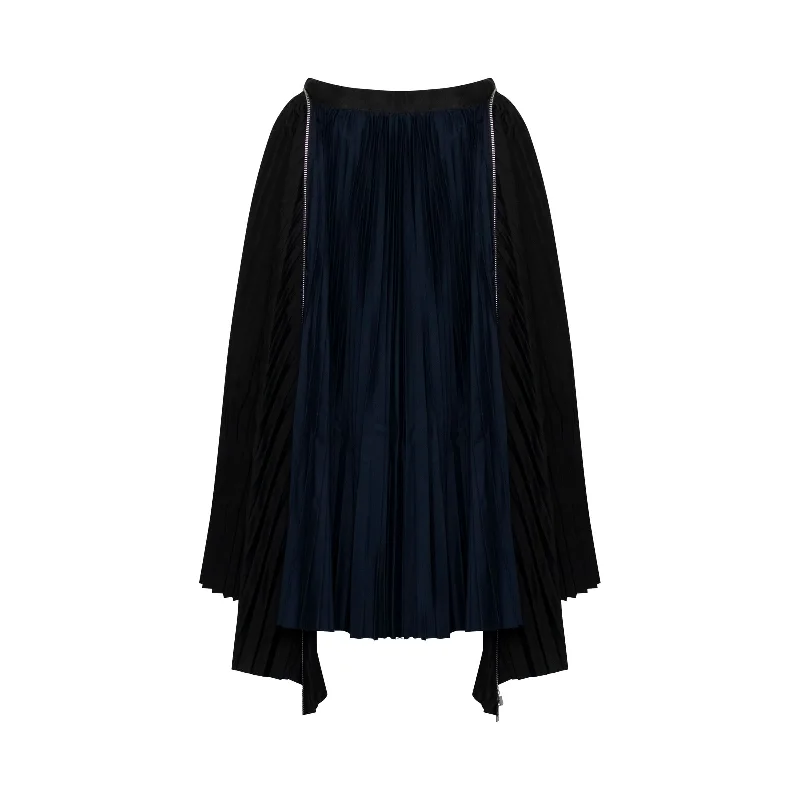 Classic Pleated Asymmetric Skirt in Black