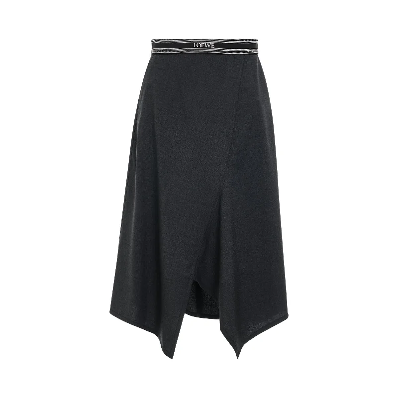 Logo Asymmetric Skirt in Anthracite Melange