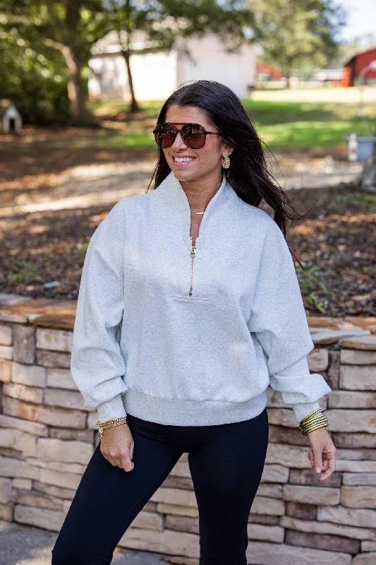 Luxe Knit Grey Zip Pullover