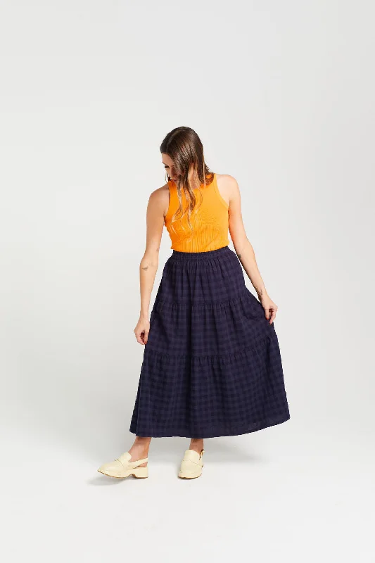 Clara Skirt - Navy Check