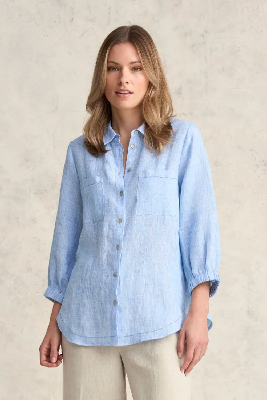 Essential Linen Shirt - Chambray Cross Dye