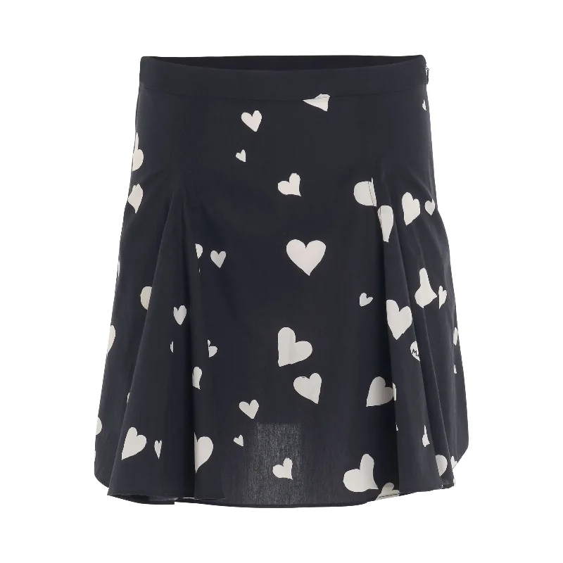 Heart-Printed Mini Skirt in Black