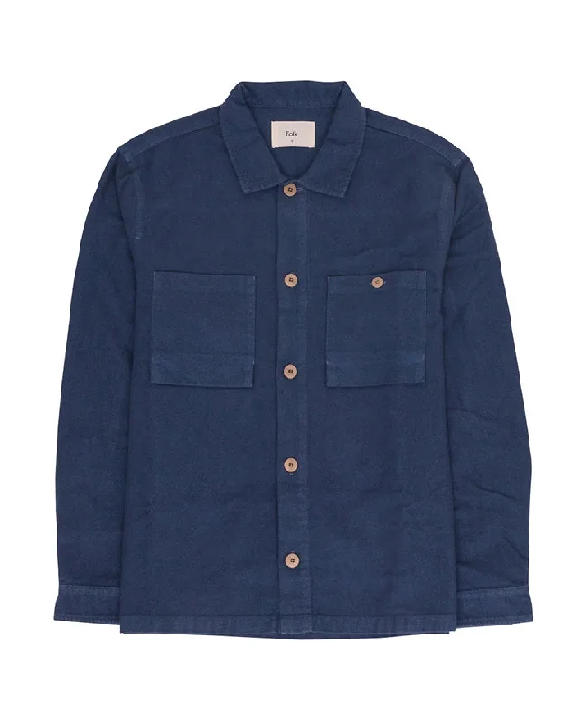 Patch Overshirt Steel Blue Moleskin