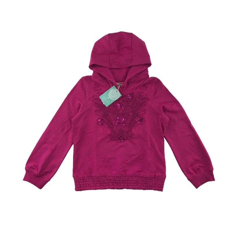 Monsoon hoodie 7-8 years magenta pink pullover with sequin detailing cotton