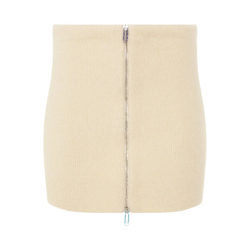 Micro Boucle Mini Skirt in White