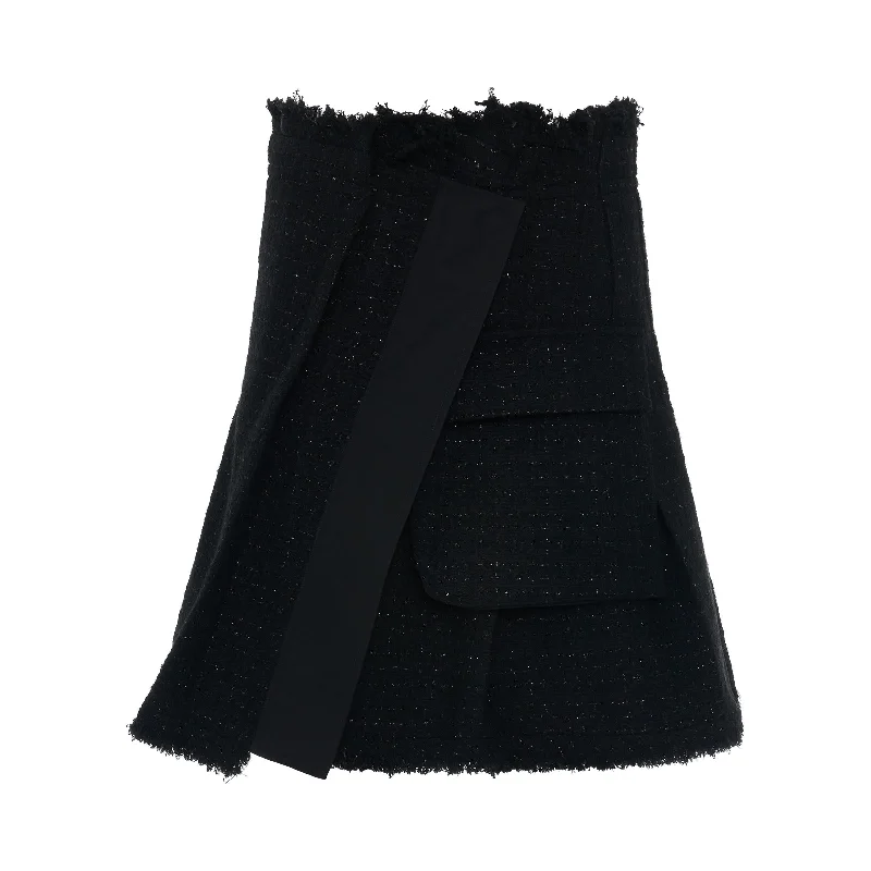 Tweed Skirt in Black Wool