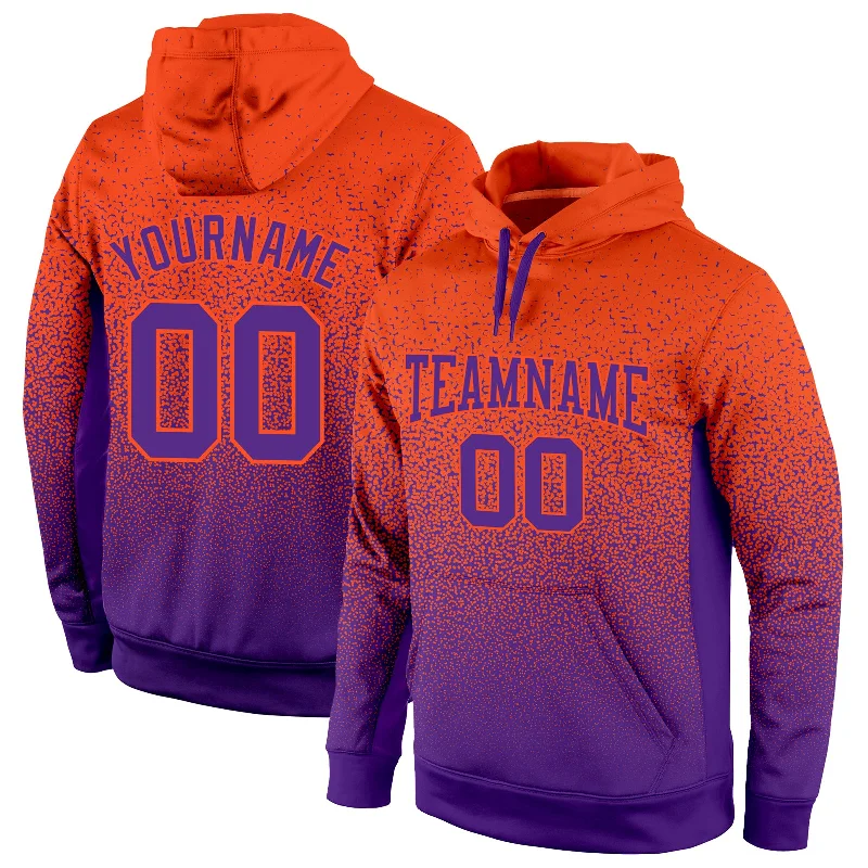 Custom Stitched Orange Purple Fade Fashion Sports Pullover Sweatshirt Hoodie