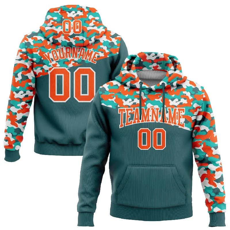 Custom Stitched Camo Orange Midnight Green-Aqua 3D Sports Pullover Sweatshirt Salute To Service Hoodie