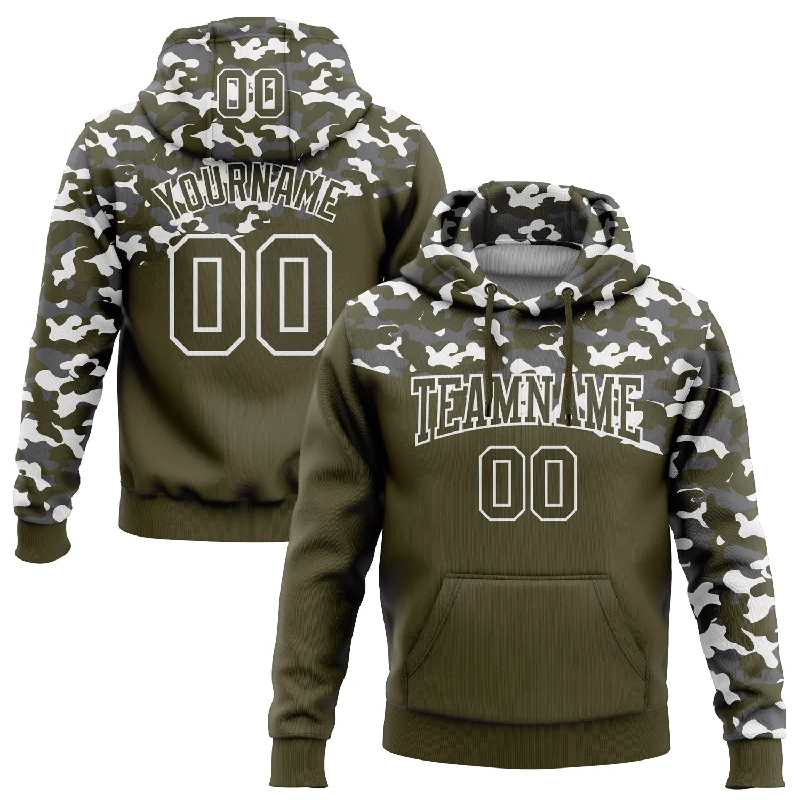 Custom Stitched Camo Olive-Steel Gray 3D Sports Pullover Sweatshirt Salute To Service Hoodie