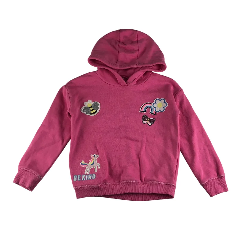 M&S hoodie 6-7 years pink patched pullover