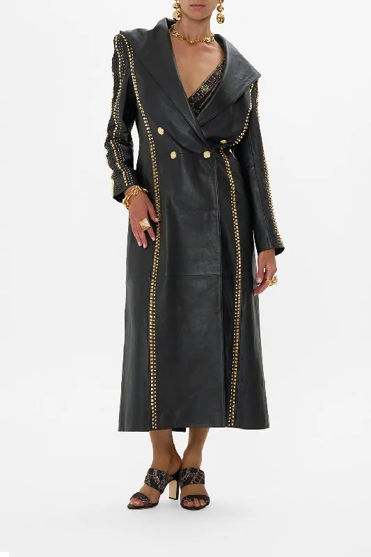 LONG LEATHER COAT WITH HOOD CALL ME CLEOPATRA