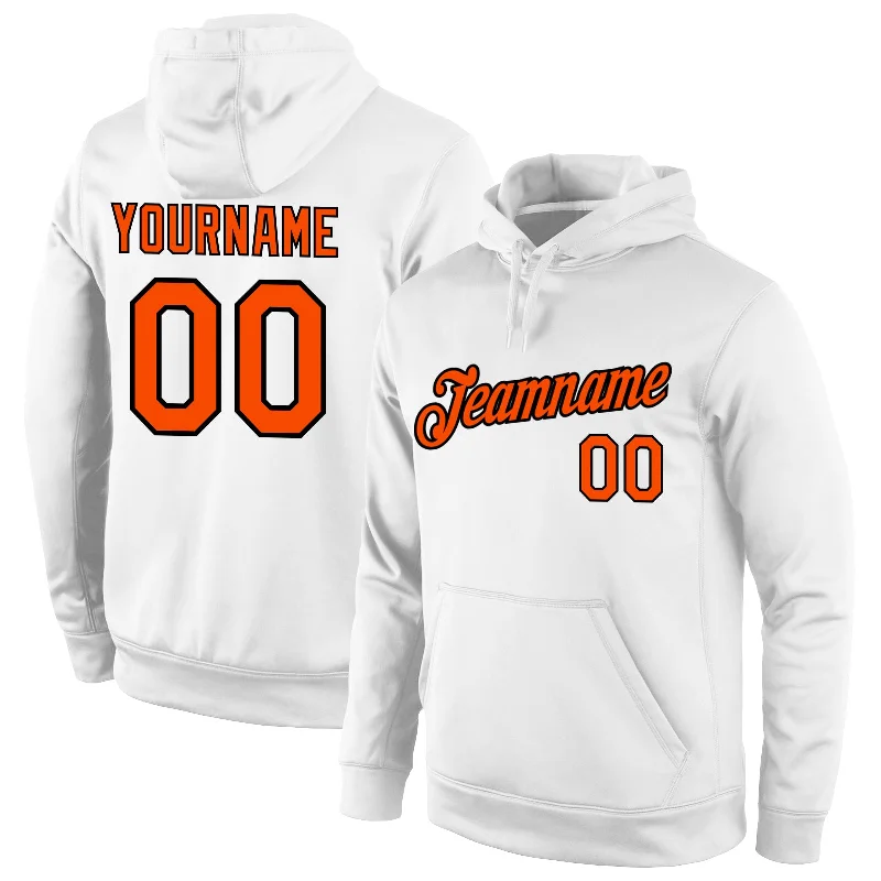 Custom Stitched White Orange-Black Sports Pullover Sweatshirt Hoodie