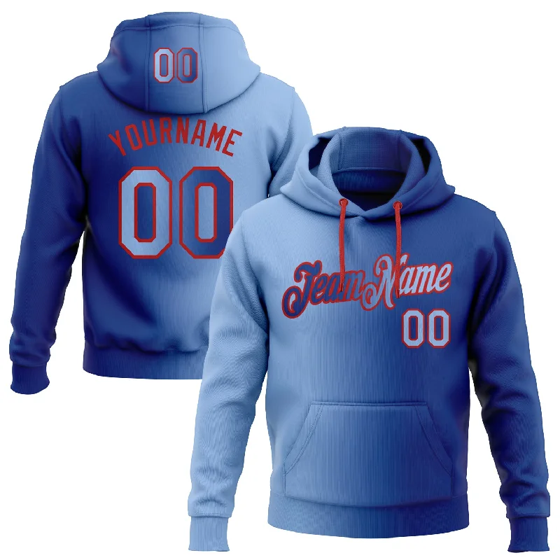 Custom Stitched Royal Light Blue-Red Gradient Fashion Sports Pullover Sweatshirt Hoodie