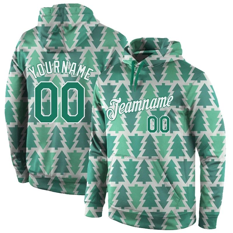 Custom Stitched Kelly Green Kelly Green-White Christmas 3D Sports Pullover Sweatshirt Hoodie