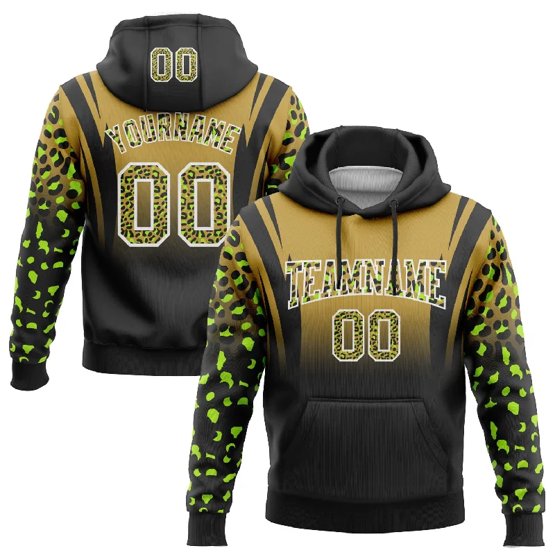 Custom Stitched Old Gold Black-White Fade Fashion Leopard Print Sports Pullover Sweatshirt Hoodie