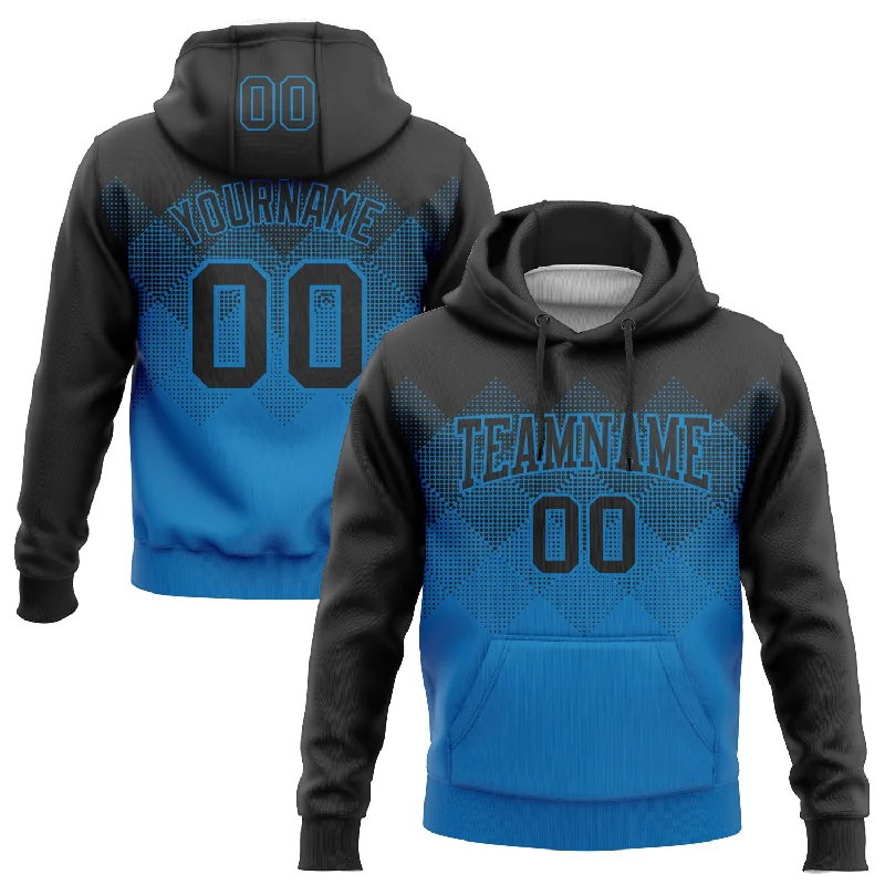 Custom Stitched Black Blue 3D Pattern Design Gradient Square Shape Sports Pullover Sweatshirt Hoodie