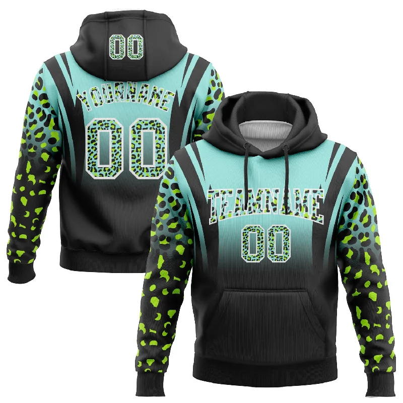 Custom Stitched Ice Blue Black-White Fade Fashion Leopard Print Sports Pullover Sweatshirt Hoodie