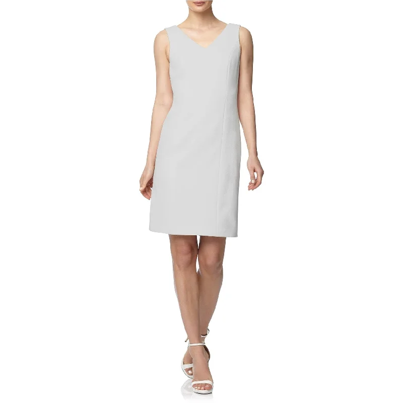 Anne Klein Womens Ridge Crest Textured Sheath Dress, White, 2