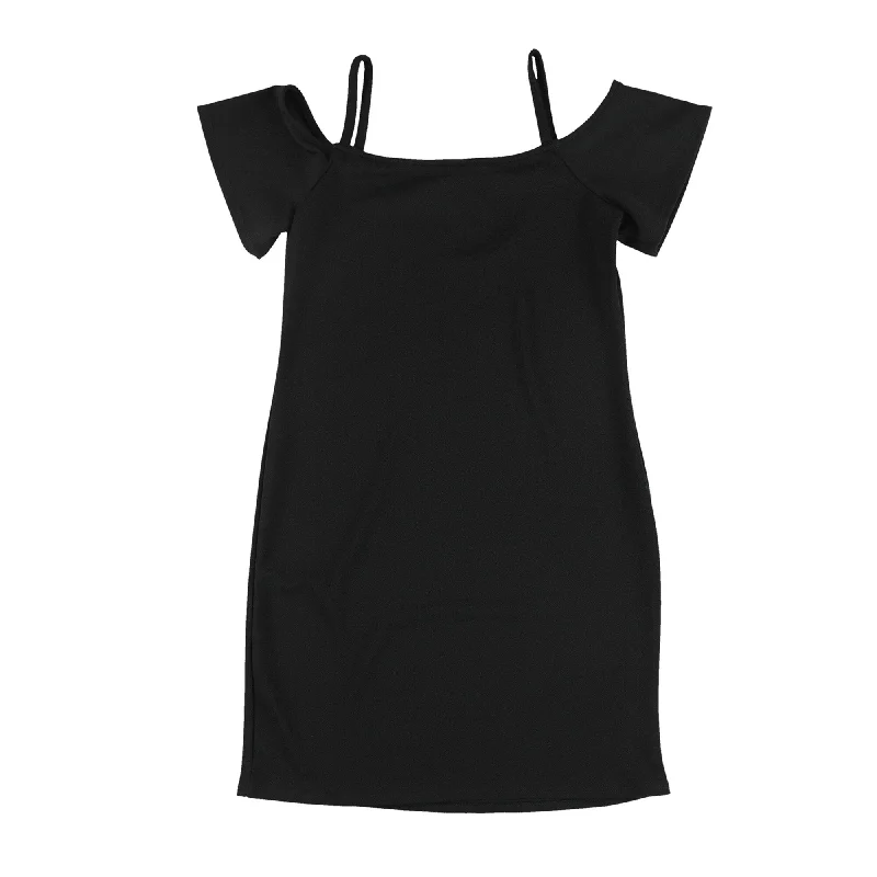 Bar Iii Womens Solid Cold Shoulder Dress