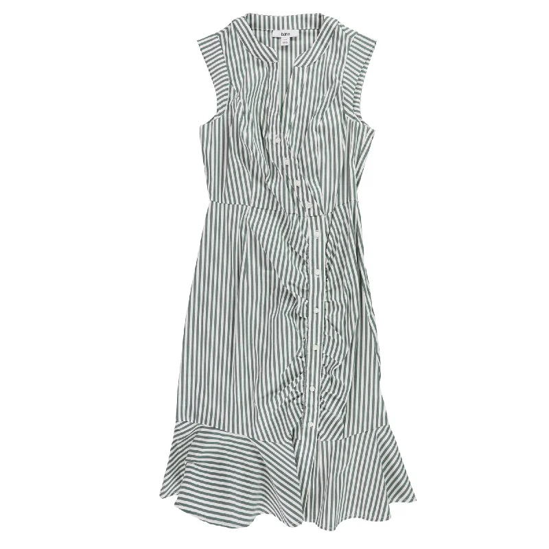 bar III Womens Striped Flounce Dress, Green, XX-Small