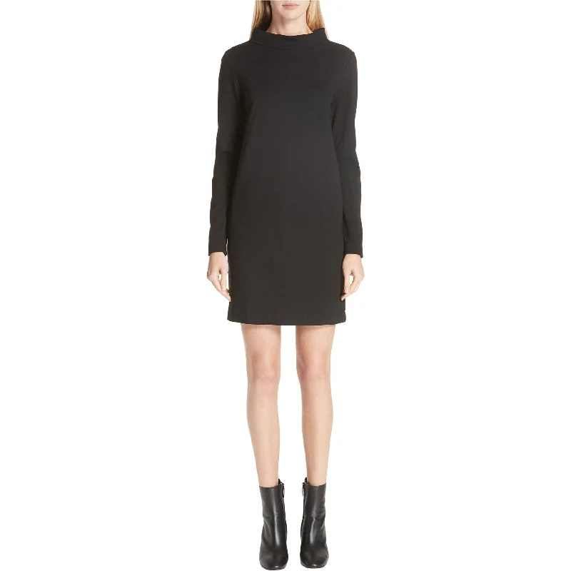 Fuzzi Womens Mock-Neck Shift Dress, Black, Medium