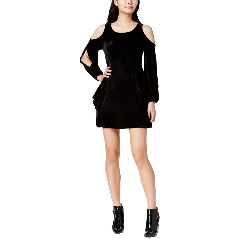 Kensie Womens Velvet Cold Shoulder Dress, Black, Small