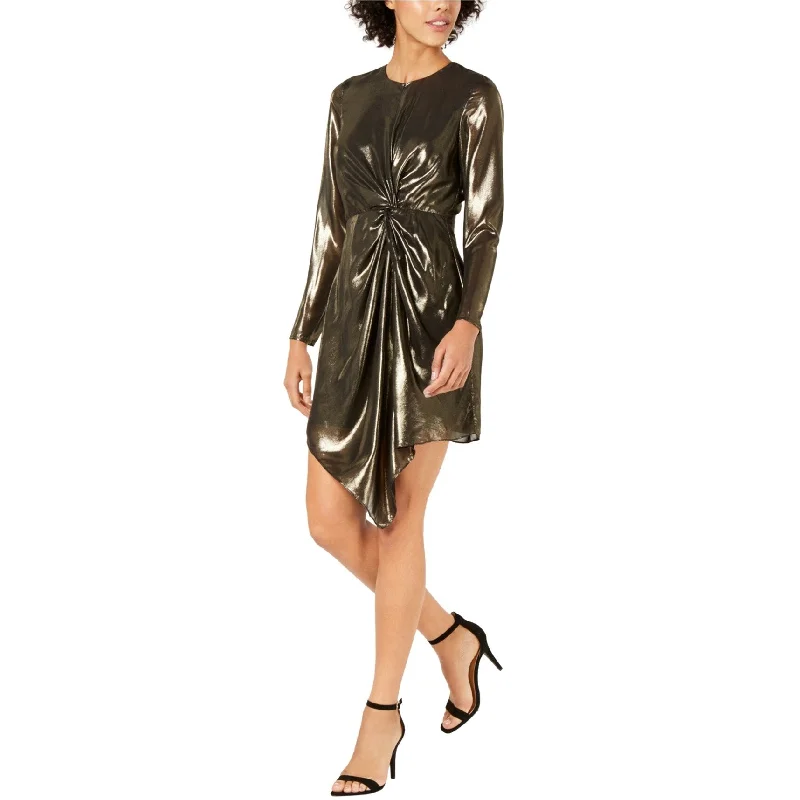 Lucy Paris Womens Gold Twist Front A-Line Dress