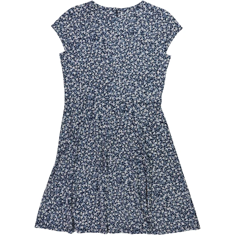 Michael Kors Womens Floral Cut-Out A-line Dress, Blue, Medium