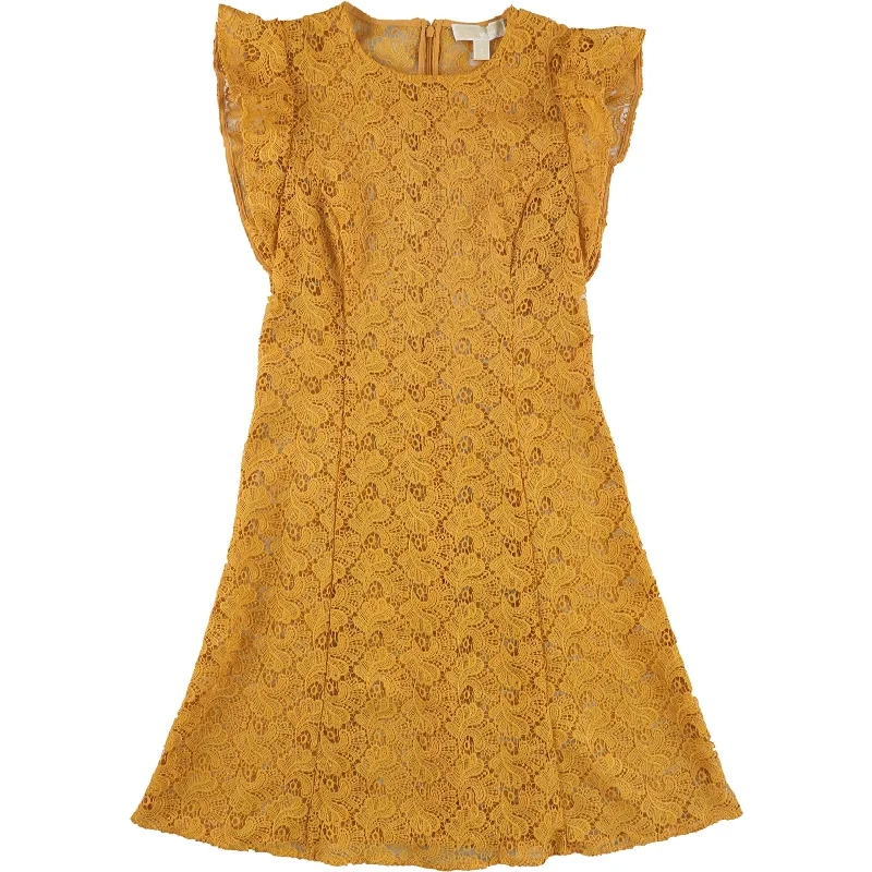 Michael Kors Womens Lace Sheath Dress, Yellow, 8