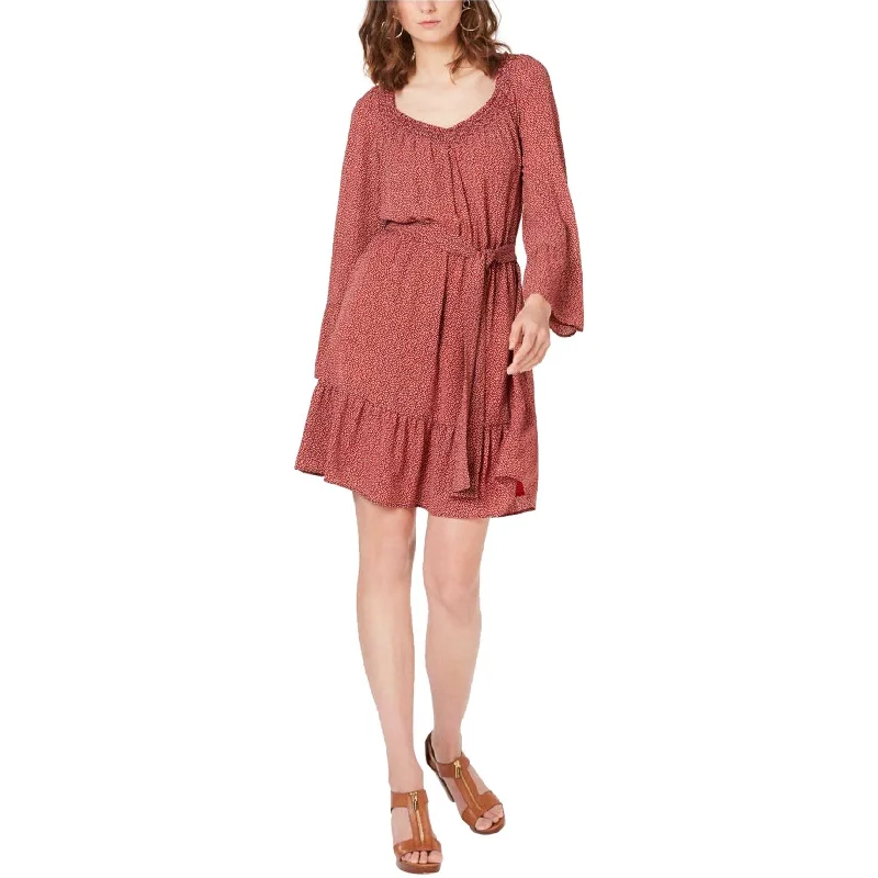 Michael Kors Womens Smock Neck Ruffled Dress