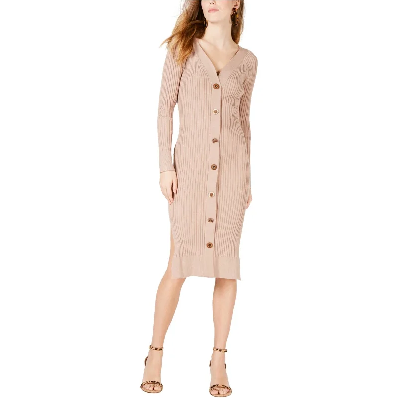 Moon River Womens Button Front Sweater Dress, Beige, Medium