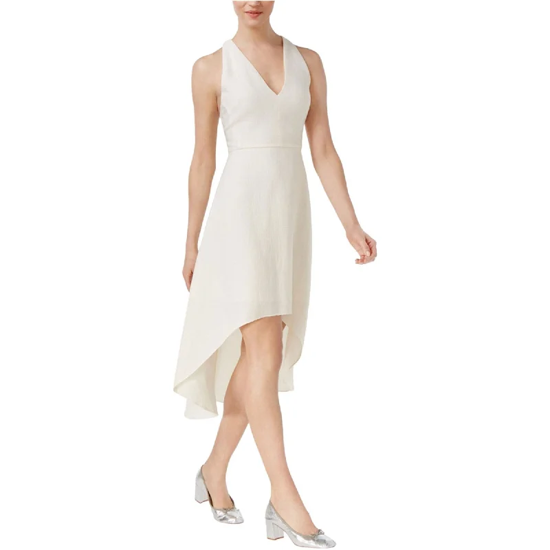 Rachel Roy Womens Textured A-line High-Low Dress, Off-White, 8