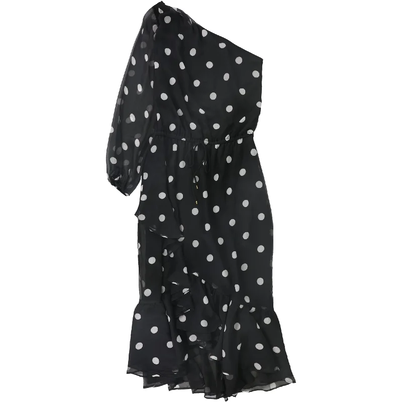 Ralph Lauren Womens Polka Dot One Shoulder Dress