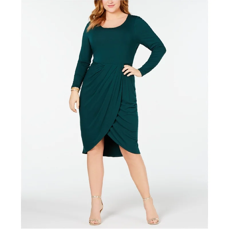 Soprano Womens Tulip Hem Jersey Dress, Green, 3X