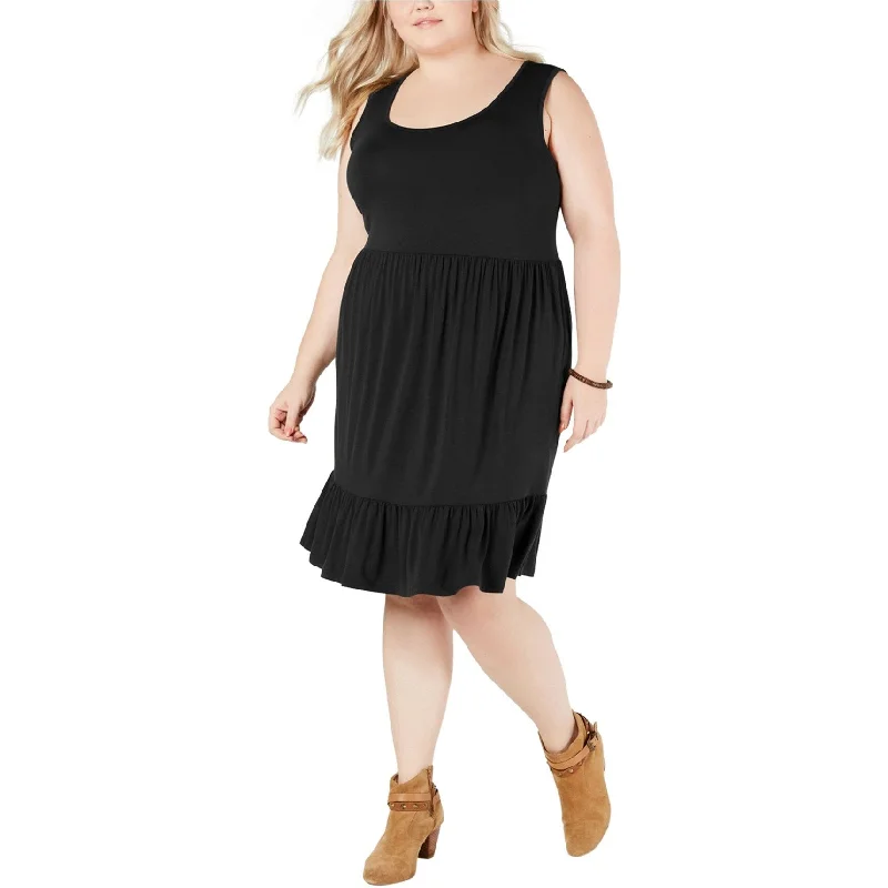 Style & Co. Womens Ruffle Hem Jersey Dress, Black, 3X