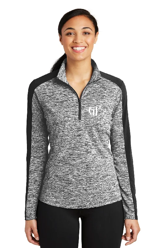 Ladies 1/4 Heather  color block pull over