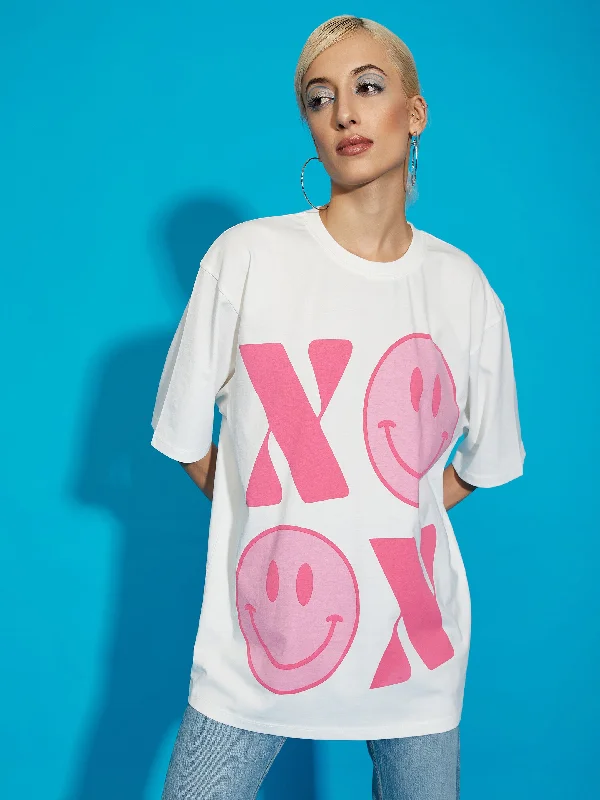 Women White XOXO Oversized T-Shirt