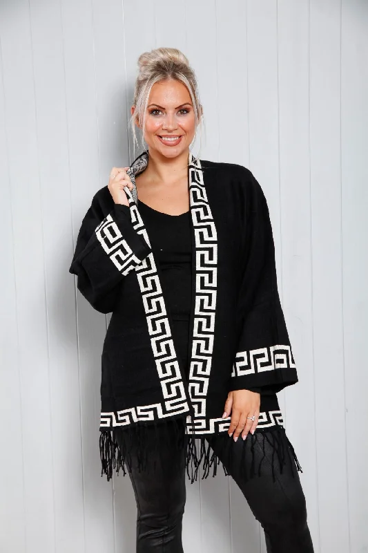 Alessandra Fringe Jacket Black