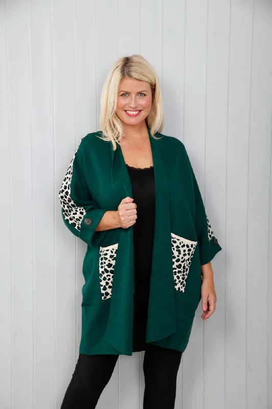 Amelia Animal Print Jacket Emerald