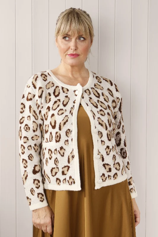 Anja Leopard Cardigan Cream