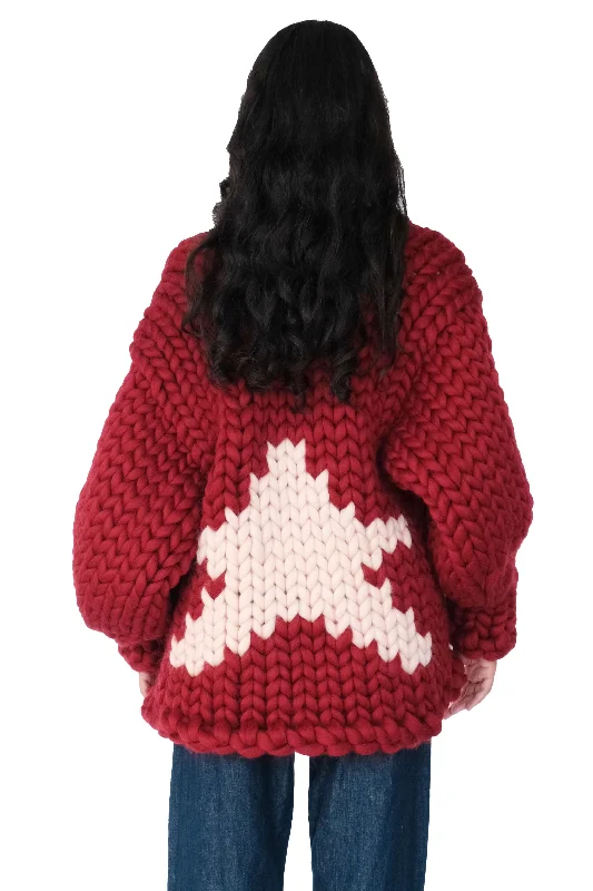 Burgundy Star Colossal Knit Cardigan