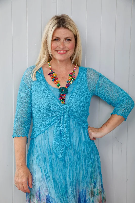 Simone Fine Knit Shrug Turquoise