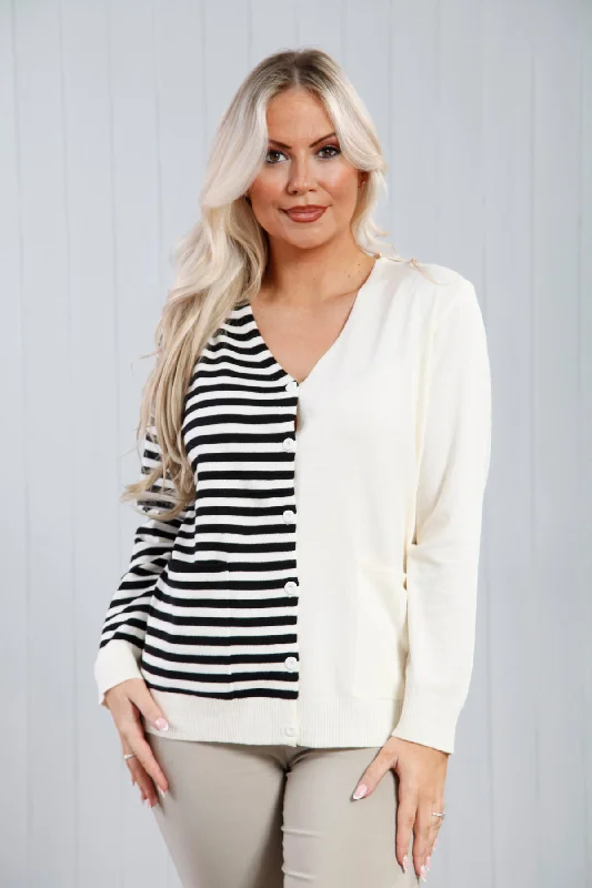 Sophie Stripe Cardigan Cream/Black