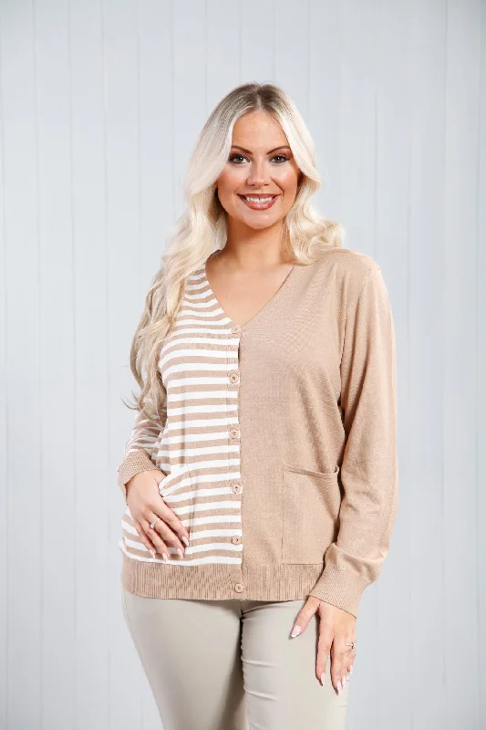 Sophie Stripe Cardigan Latte