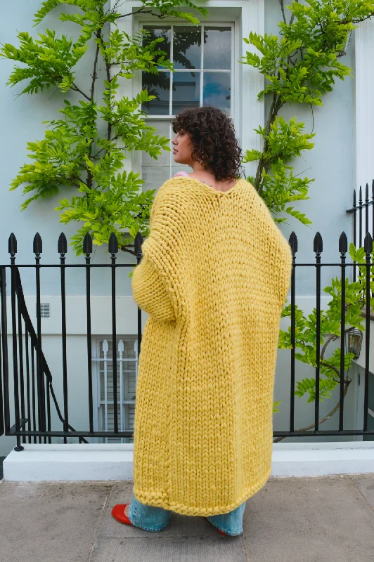 Yellow Chunky Knit Maxi Cardigan